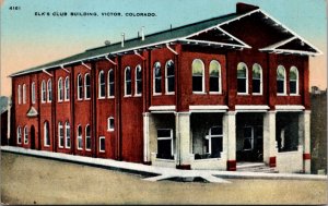 Postcard Elk's Club Building in Victor, Colorado