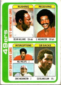 1978 Topps Football Card '77 Team Leaders Williams Washington Elam 49ers...