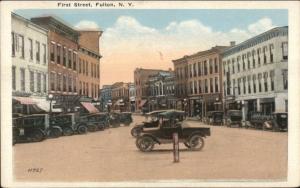 Fulton NY First St. 1910s-20s Cars Old Postcard