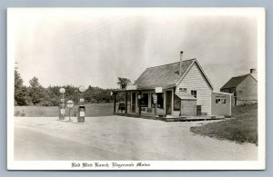 EDGECOMB ME GAS STATION RED BIRD LUNCH VINTAGE REAL PHOTO POSTCARD RPPC