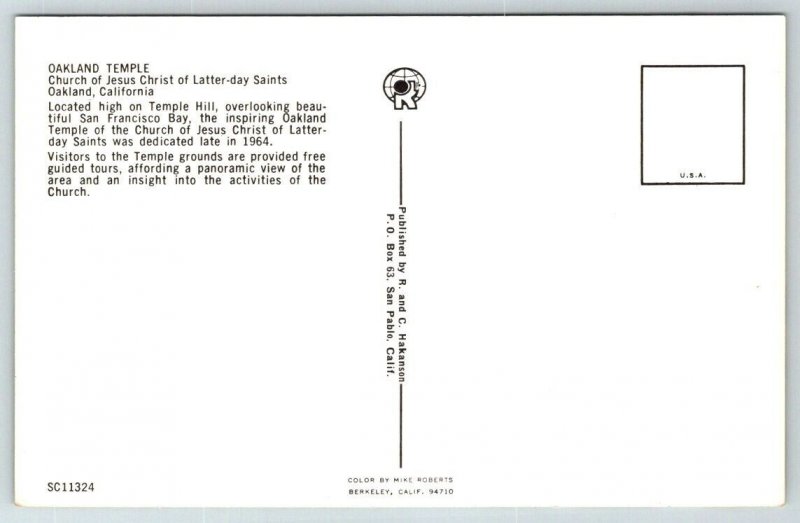 Oakland  California   Mormon  Temple   Postcard