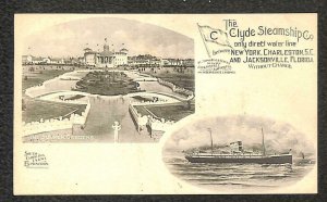 SOUTH CAROLINA & WEST INDIAN EXPOSITION CLYDE STEAMSHIP SHIP CO POSTCARD (1902)