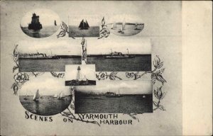 Yarmouth Nova Scotia Multi View Lighthouse Views c1910 Postcard