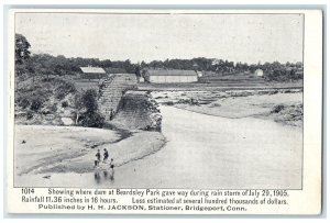 c1905s Dam And Beardsley Park Gave Way Scene Bridgeport Connecticut CT Postcard