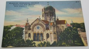 Flagler Memorial St Augustine Florida Vintage Postcard