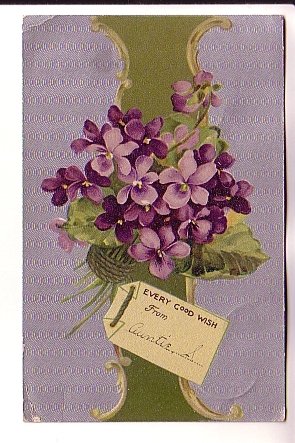 Violet Flowers in Double Vase, Every Good Wish, Used