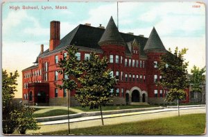 1909 High School Lynn Massachusetts Campus Building Streetview Posted Postcard