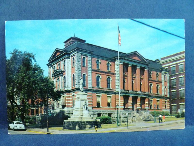 Postcard WV Wheeling City Building 1950's Old Car