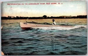 1915 Motor-Boating On The Shrewsbury River Red Bank New Jersey Posted Postcard