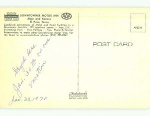 Pre-1980 DOWNTOWNER MOTEL El Paso Texas TX HQ2953