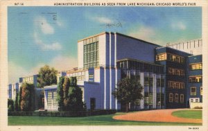 Vintage 1933 Chicago World's Fair Linen Postcard Administration Building