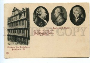 499155 Germany 1909 Gruss aus Frankfurt from house poet Goethe Vintage postcard