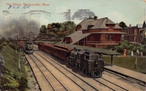 J76/ Newtonville Massachusetts Postcard c1910 Railroad Depot 302