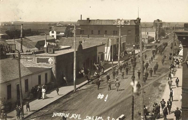 Salem SD Norton Ave. Parade in 1921 Real Photo Postcard