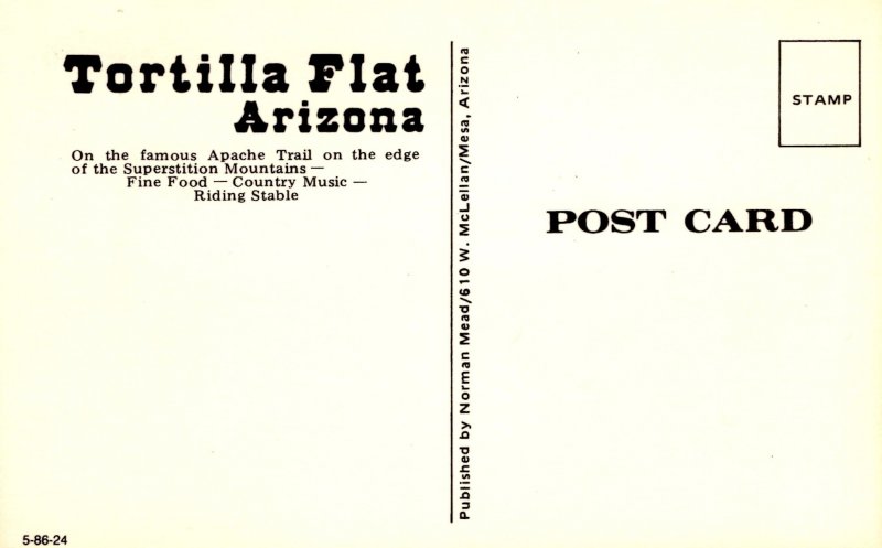 Tortilla Flat,  Arizona - Ghost Town on the Apache Trail - 1960s