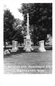 Lancaster Wisconsin Civil War Memorial Real Photo Antique Postcard K100240