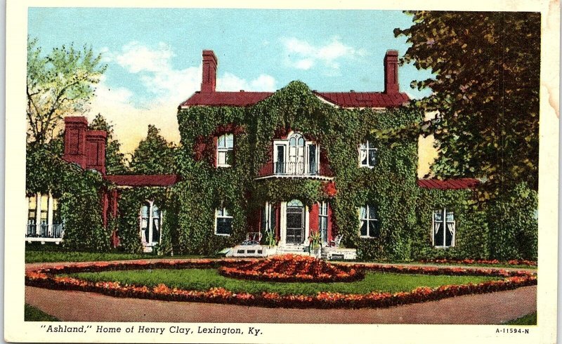 1930s LEXINGTON KENTUCKY ASHLAND HOME OF HENRY CLAY IVY COVERED POSTCARD 44-86