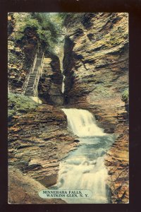 Watkins Glen, New York/NY Postcard, View Of Minnehaha Falls