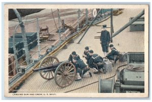 c1930's Landing Gun And Crew U.S. Navy Military Soldiers Vintage Postcard