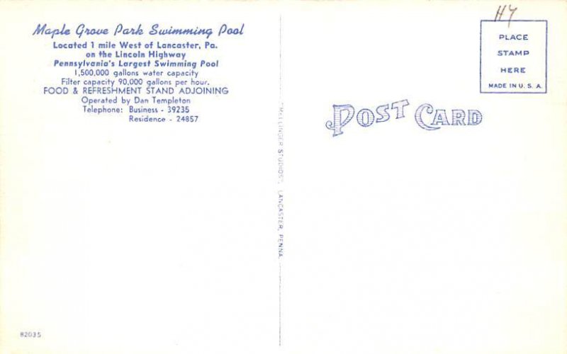 Maple Grove Park Swimming Pool Lancaster, Pennsylvania PA