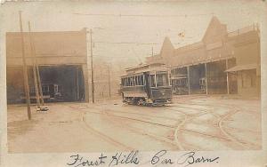 Forest Hills MA Trolley Car Barn RPPC Postcard
