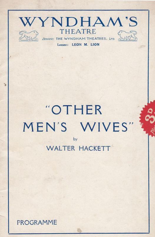 Other Mens Wives Comedy Marion Lorne Fay Compton Wnydham Theatre Programme