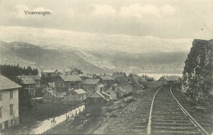 Postcard Norway Vossevangen railroad mountain view house