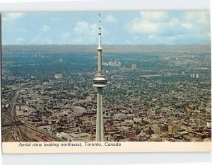 Postcard Aerial view looking northwest, CN Tower, Toronto, Canada