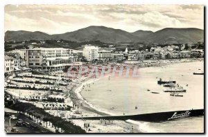 Modern Postcard St Jean de Luz The Beach and the Casino in the background Spain