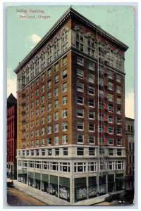 1913 Selling Building Exterior Roadside Portland Oregon OR Posted Cars Postcard