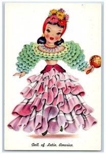 Doll Of Latin America Postcard Tichnor Gloss American Girl Costume c1950's