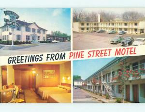 Unused 1950's OLD CARS & PINE STREET MOTEL Spartanburg South Carolina SC s5897