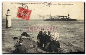 Old Postcard Boat St Nazaire In the rocks of Martin City are at high tide Dep...
