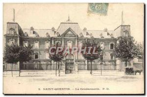 Old Postcard Police Detective Saint Quentin Gendarmerie