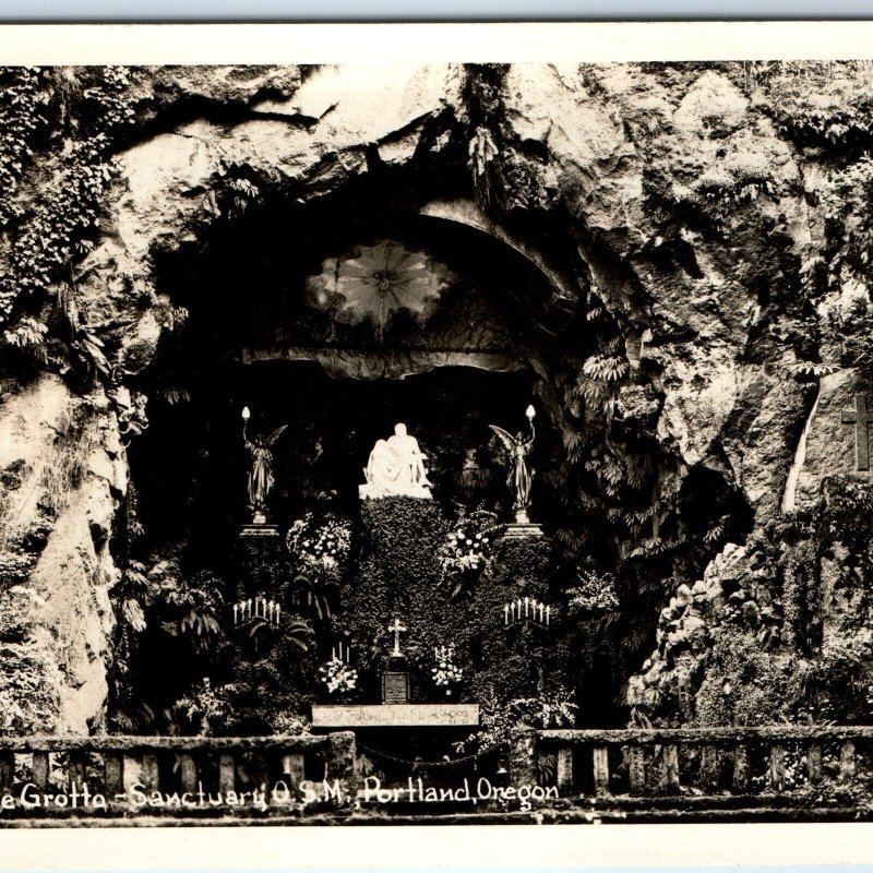 c1940s Portland OR RPPC Grotto Real Photo Sanctuary of Our Sorrowful Mother A164