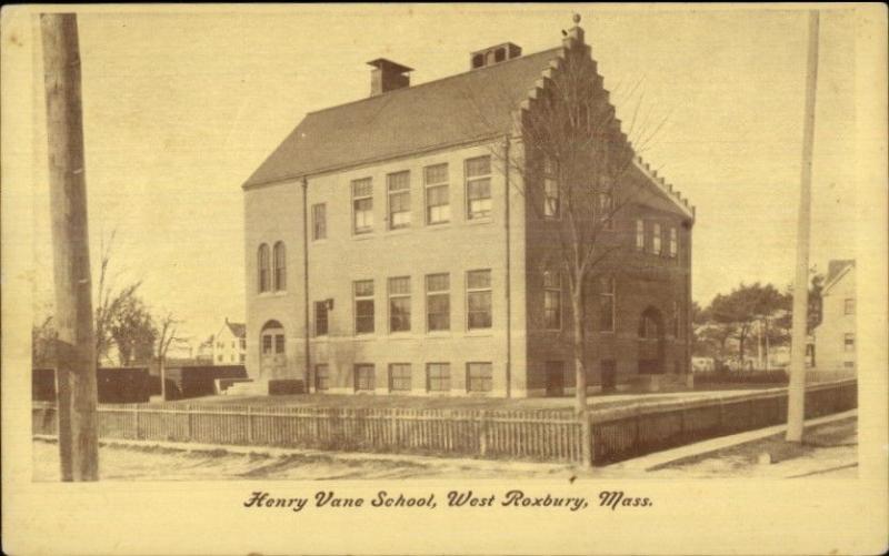 West Roxbury MA Henry Vane School c1905 Postcard