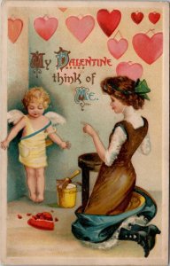 Valentine Clapsaddle Cupid Broken Heart Poem to Edgemoor Delaware Postcard X13