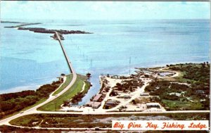 FL, Florida BIG PINE KEY FISHING LODGE Roadside Motel Aerial View 1965 Postcard