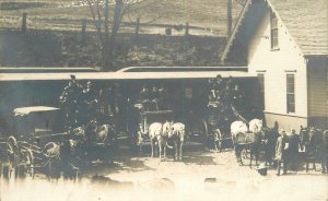 RPPC Postcard New Hampshire Railroad Depot Stagecoach 23-7658