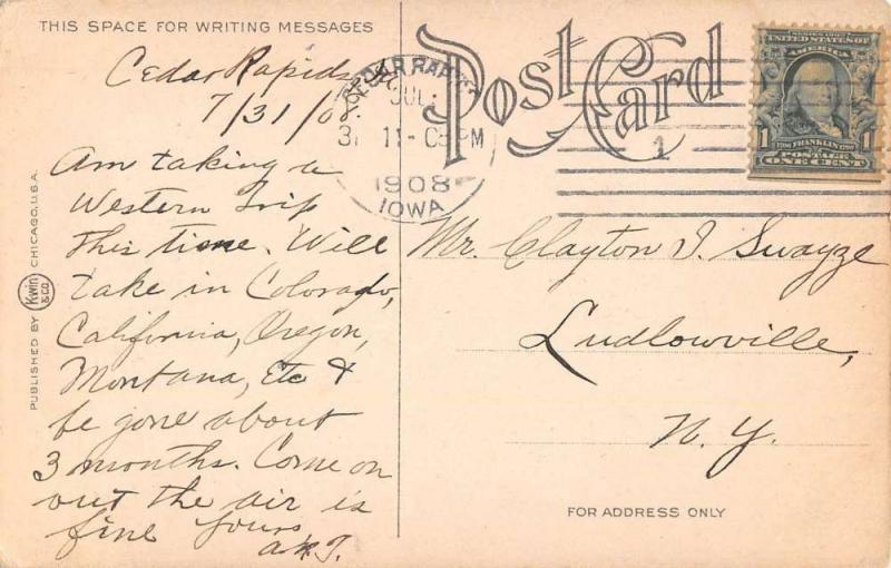 Cedar Rapids Iowa birds eye view Union Passenger Station antique pc Z17587