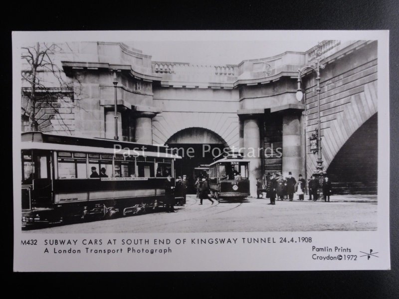 London Tram SUBWAY CARS AT KINGSWAY TUNNEL c1908 Pamlin Print Postcard M432 