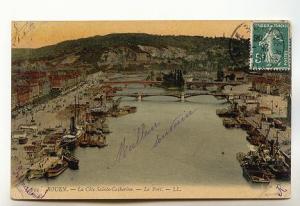 Bridges Ships Docks, Bridges, Harbour, Rouen France, Used 1908