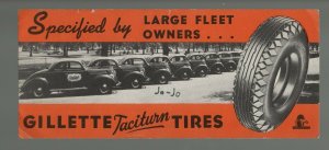 c1930s ADVERTISING Ink Blotter GILLETTE TIRES Tire TACITURN Model CAR Cars