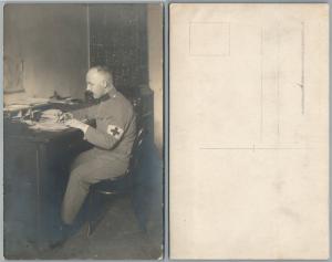 RED CROSS MAN WWI ANTIQUE REAL PHOTO POSTCARD RPPC