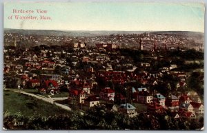 Worcester Massachusetts 1910 Postcard Aerial Birdseye View