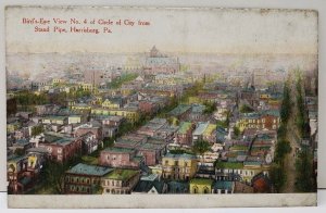 Harrisburg Pa View of Circle of City From Stand Pipe Hand Colored Postcard E6