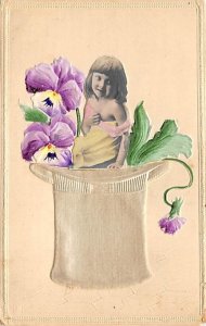Girl in a hat with flowers Silk Writing on Back 