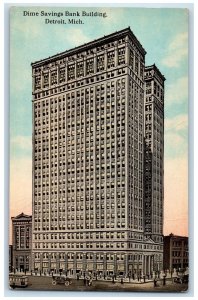 c1920's Dime Savings Bank Building Exterior Scene Detroit MI Unposted Postcard