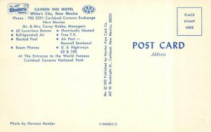 WHITE'S CITY, New Mexico NM  CAVERN INN MOTEL~Carey Hobbs ROADSIDE Room Postcard