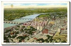 Old Postcard General View showng New Bridge Over Connecticut River Springfiel...